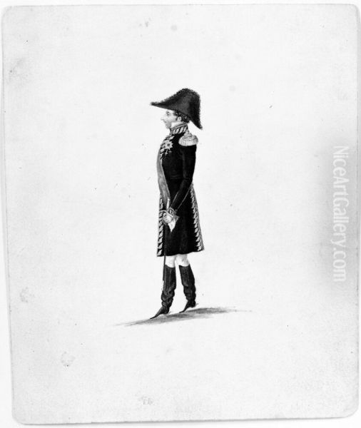 Flojtspelande man Oil Painting by Adolf Ulrik Schutzercrantz