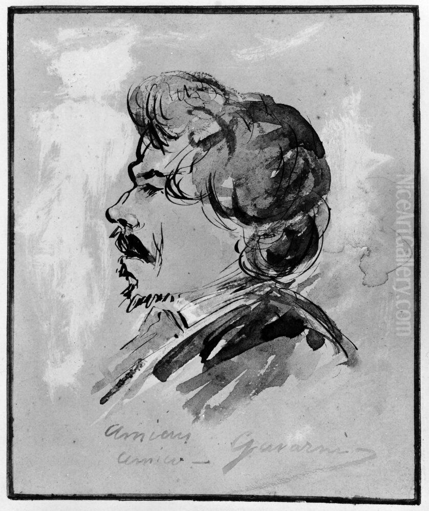 Portratt av Delacroix Oil Painting by Paul Gavarni