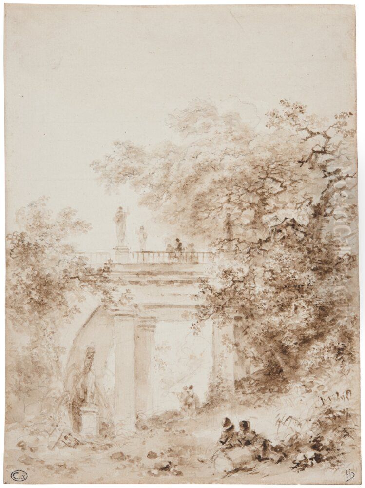 Italienskt landskap Oil Painting by Jean-Honore Fragonard