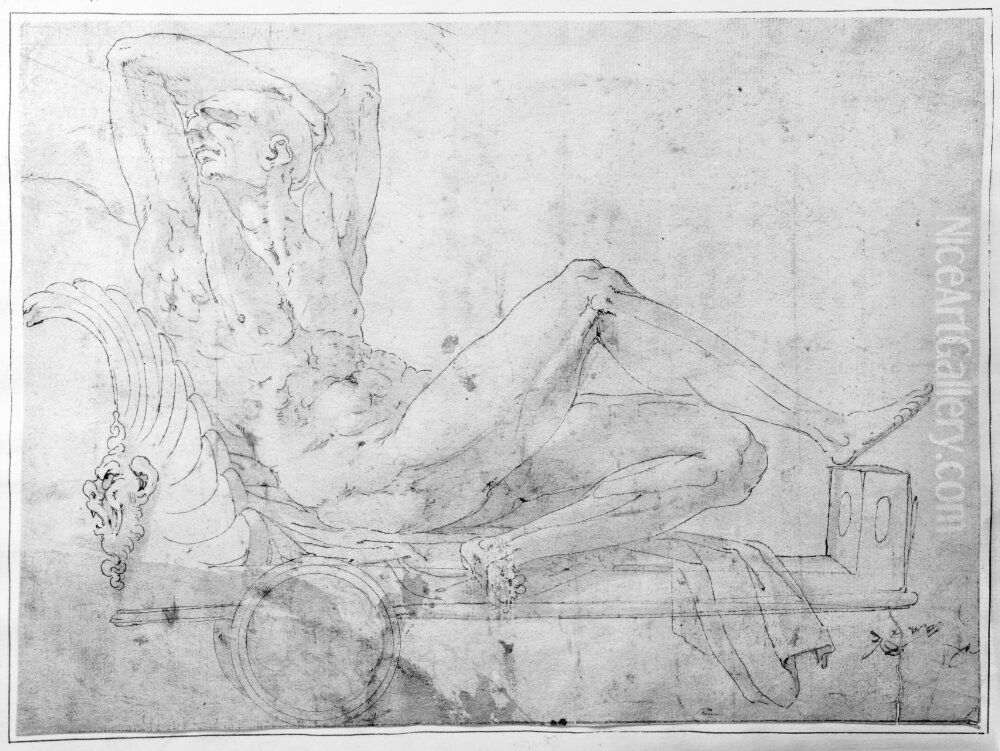 Naked Old Man Resting on a Chariot Oil Painting by Rosso Fiorentino