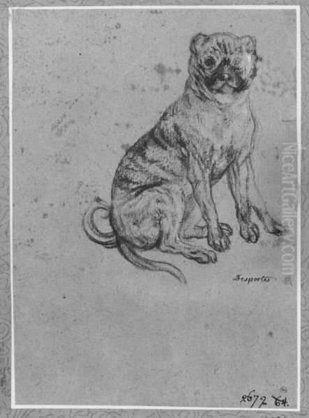 Sittande mops Oil Painting by Alexandre-Francois Desportes