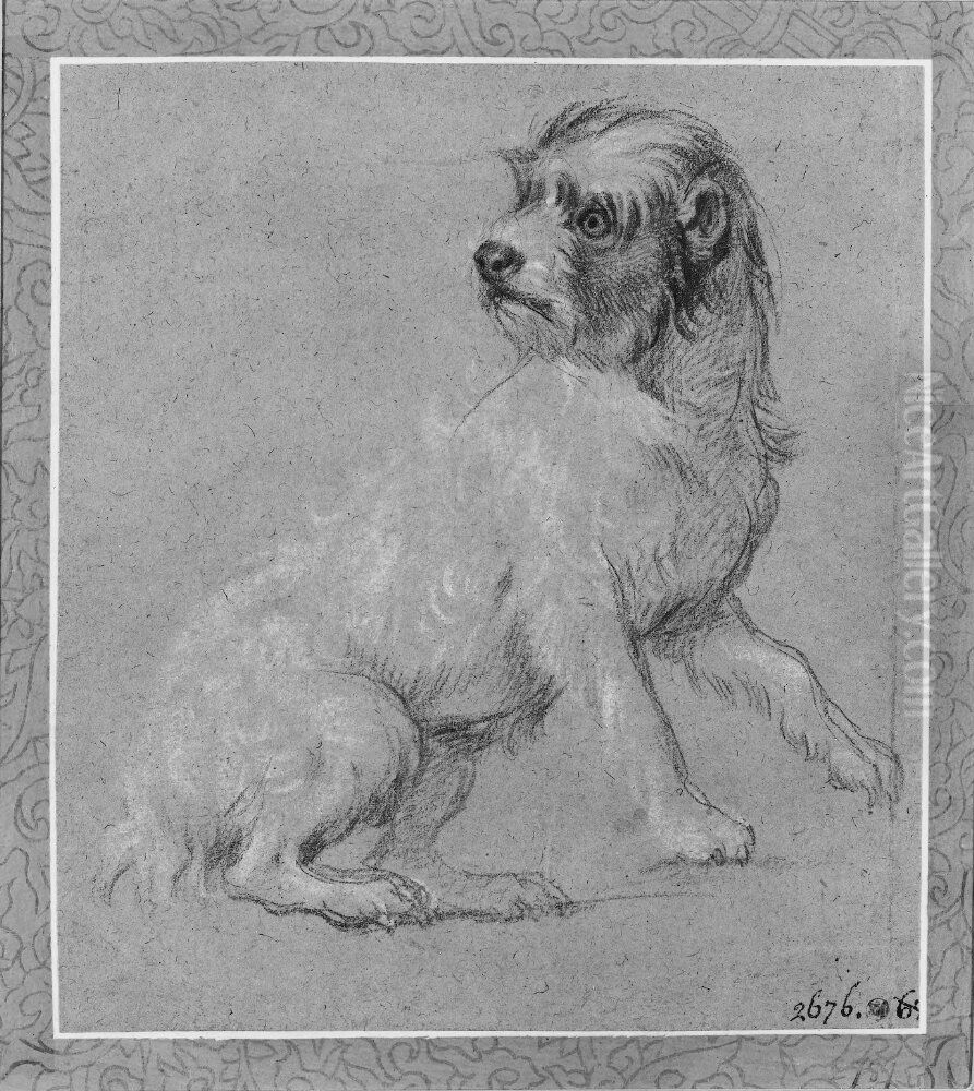 Liten sittande hund Oil Painting by Alexandre-Francois Desportes