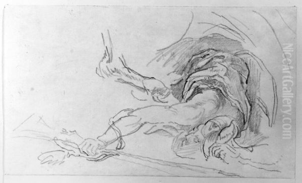 Studie till Lejonjakten Oil Painting by Eugene Delacroix