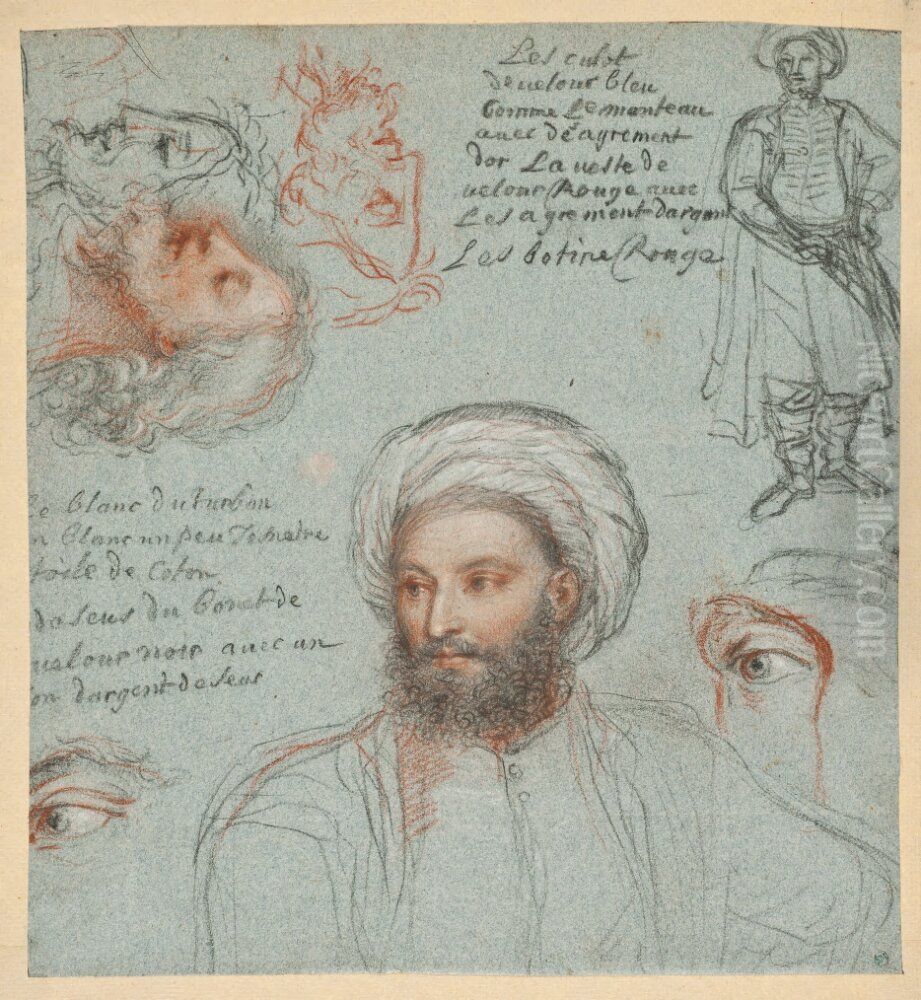 Head and Figure Studies Oil Painting by Michel Corneille the Younger