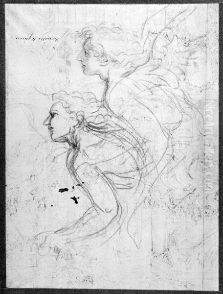 Tva studier av angel Oil Painting by Michel Corneille the Younger