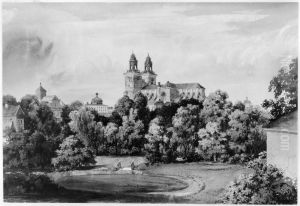Uppsala domkyrka med omgivning fran soder