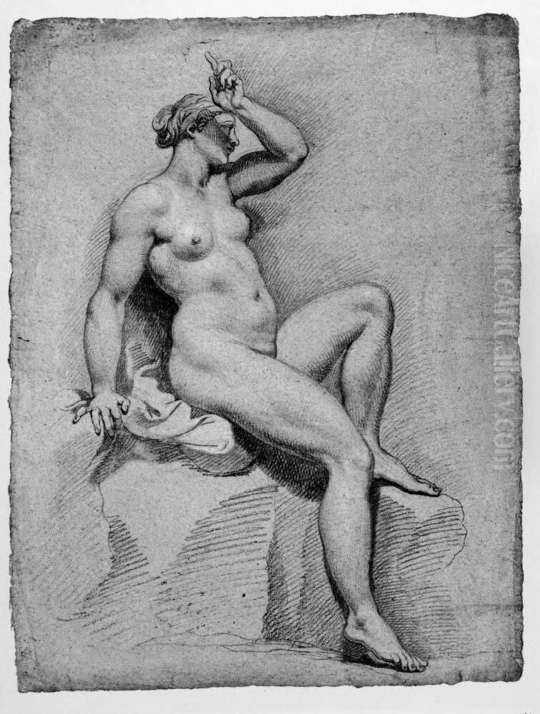 En kvinnlig akt Oil Painting by Louis Cheron