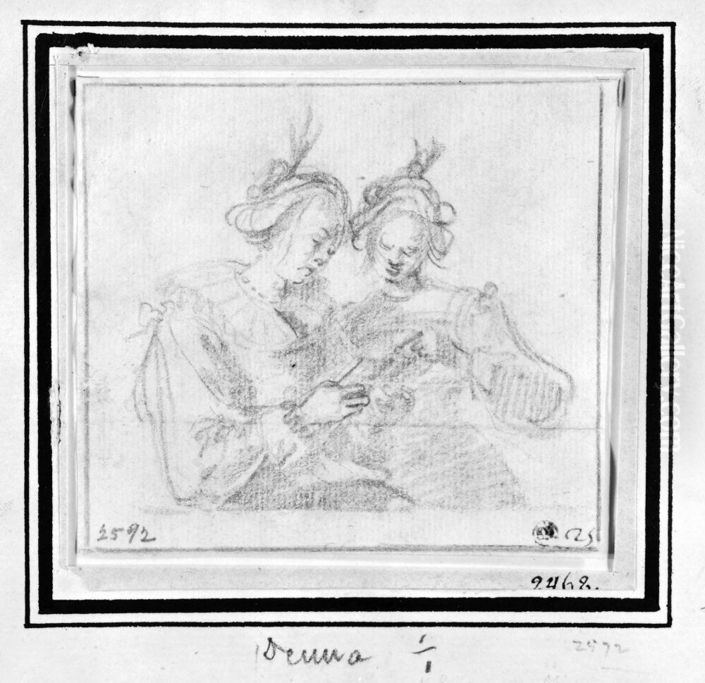 Tva sjungande damer Oil Painting by Jacques Callot