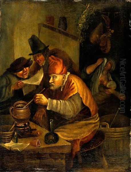 An alchemist. Oil Painting by Jan Steen