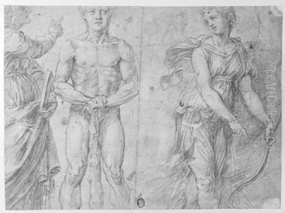 A Sibyl, Hercules and Diana with the Bow Oil Painting by Pirro Ligorio