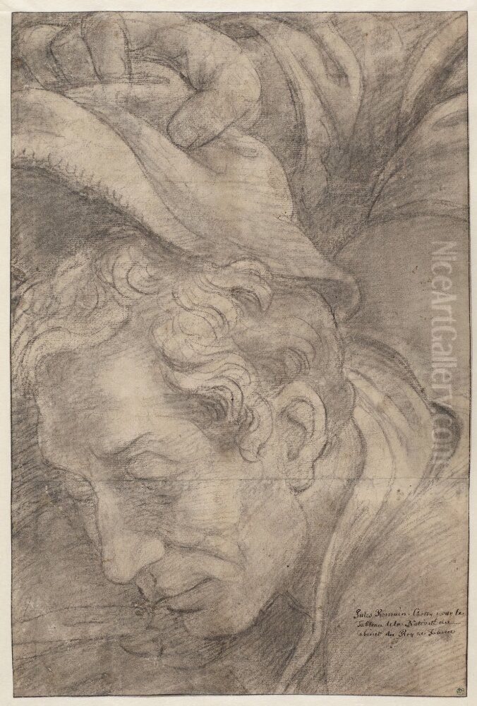 Man Uncovering his Head Oil Painting by Giulio Romano (Orbetto)