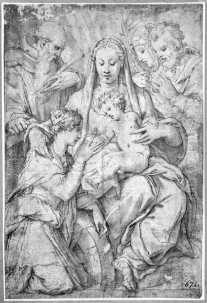 The Mystic Marriage of St. Catherine Oil Painting by Prospero Fontana