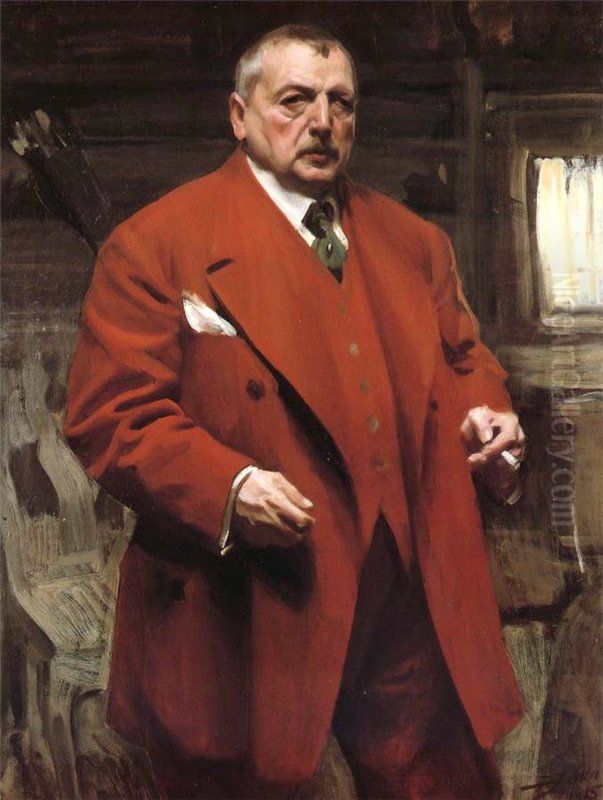 Self Portrait in Red Oil Painting by Anders Zorn