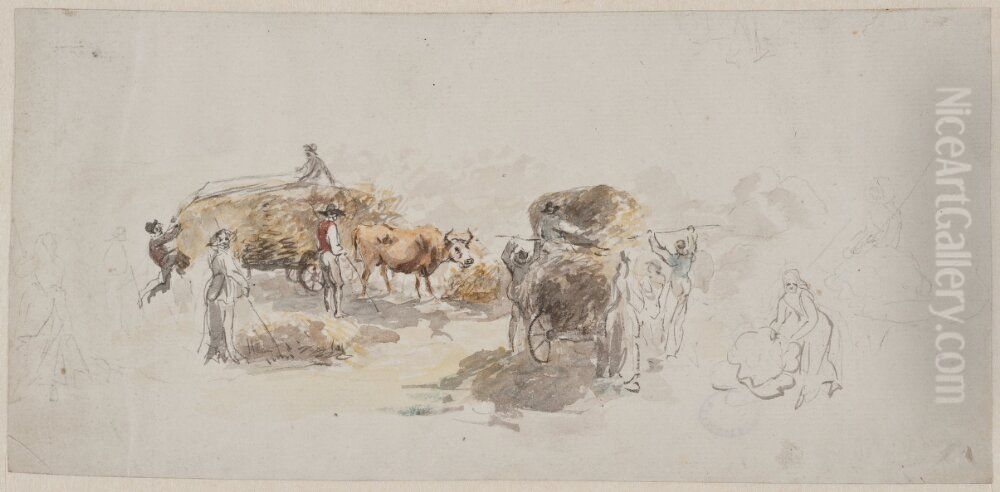 Genrescen, hobargning Oil Painting by Elias Martin