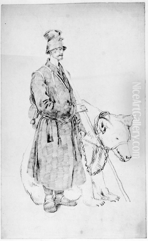 Bjornforevisare. Sydryssland Oil Painting by Carl Peter Mazer