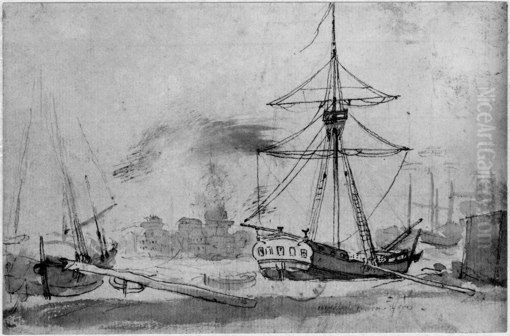 Tva jakter Oil Painting by Elias Martin