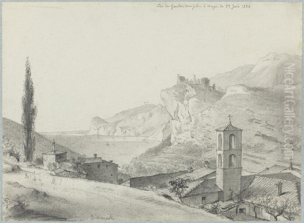 Lac de Garda, vue prise a Nago Oil Painting by Carl Johan Billmark