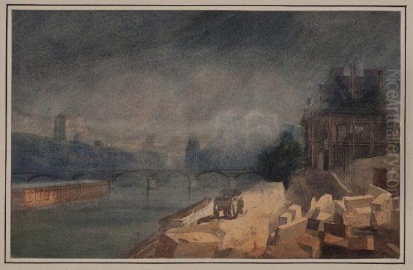 Pont des Arts, Quai Conti, Paris Oil Painting by Carl Johan Billmark