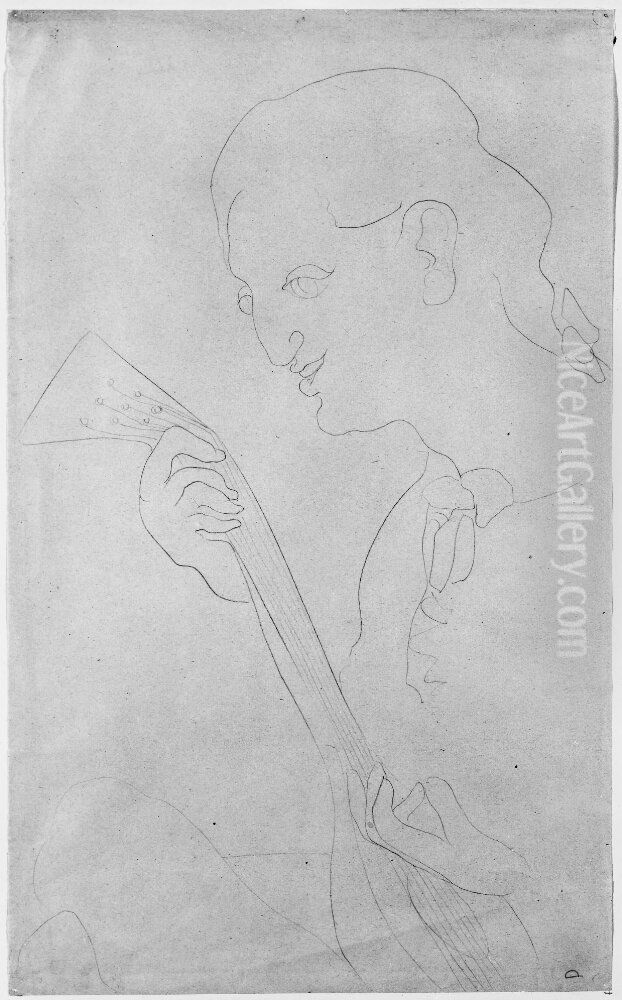 Man spelande luta. Bellman Oil Painting by Ernst Josephson