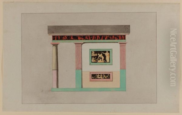 The Temple at Skarva. The Right Exterior Wall Oil Painting by Carl August Ehrensvard