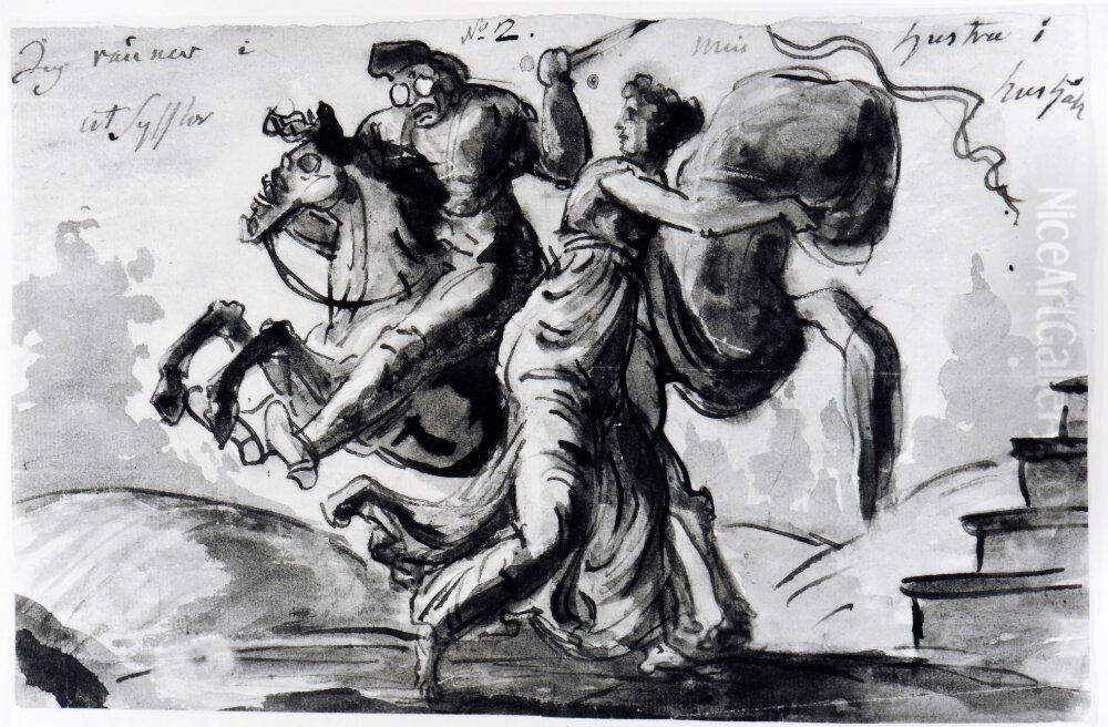 Den besatta karleksdrycken Oil Painting by Carl August Ehrensvard