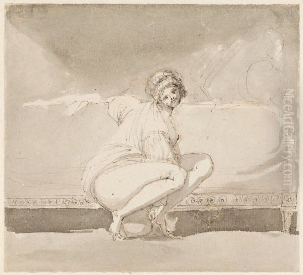 Kvinna pa nattkarl Oil Painting by Carl August Ehrensvard