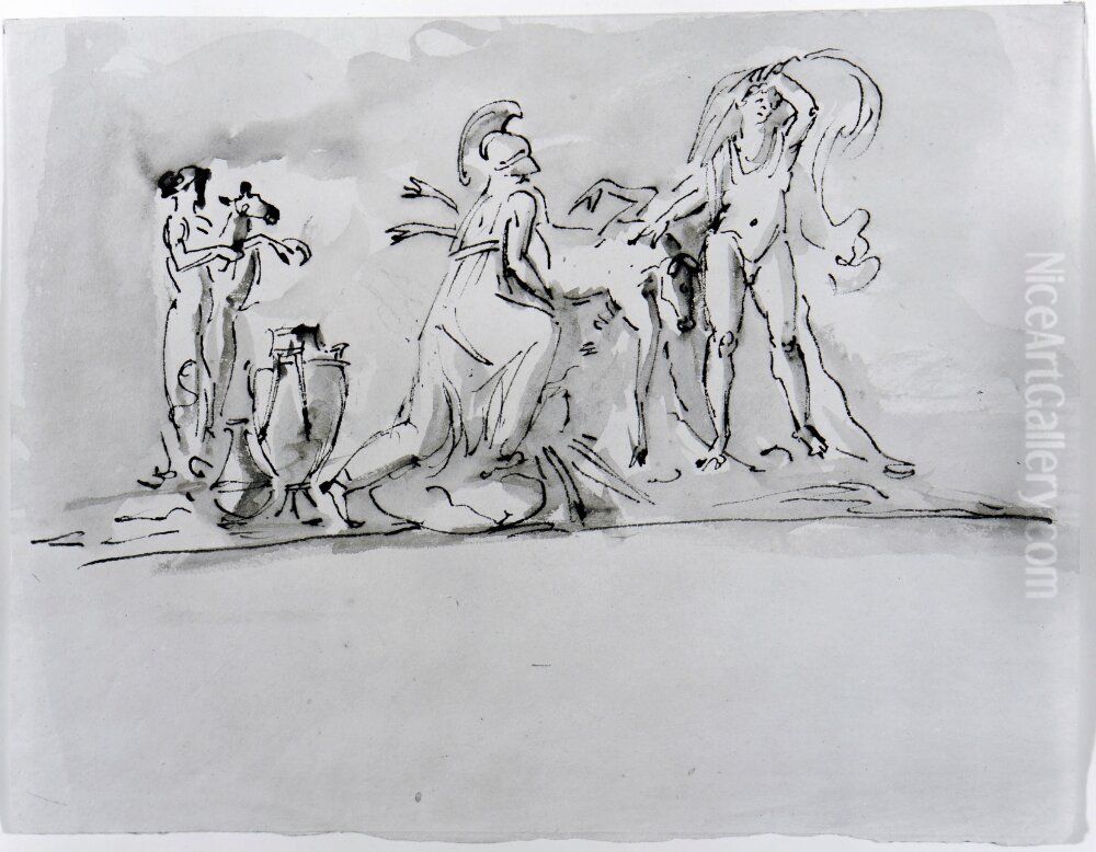 Offer av kalvar Oil Painting by Carl August Ehrensvard Offer av kalvar Oil Painting by Carl August Ehrensvard