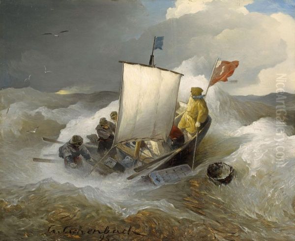 Segelboote im Sturm Oil Painting by Andreas Achenbach