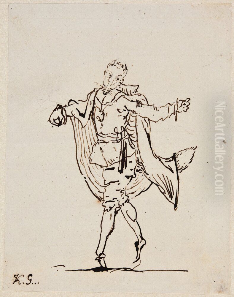 Nidbild av rav i svenska drakten Oil Painting by Carl August Ehrensvard Nidbild av rav i svenska drakten Oil Painting by Carl August Ehrensvard