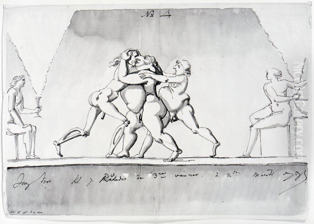 Tre vanner mots Oil Painting by Carl August Ehrensvard Tre vanner mots Oil Painting by Carl August Ehrensvard