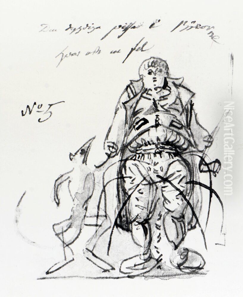 Den dygdige pissar a Bjoerne hvar och en fel. Nummer 5 Oil Painting by Carl August Ehrensvard