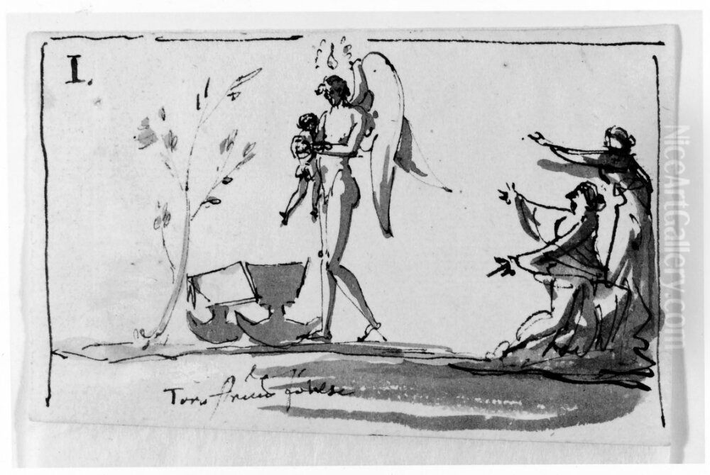 Tornstroms fodelse. I Oil Painting by Carl August Ehrensvard