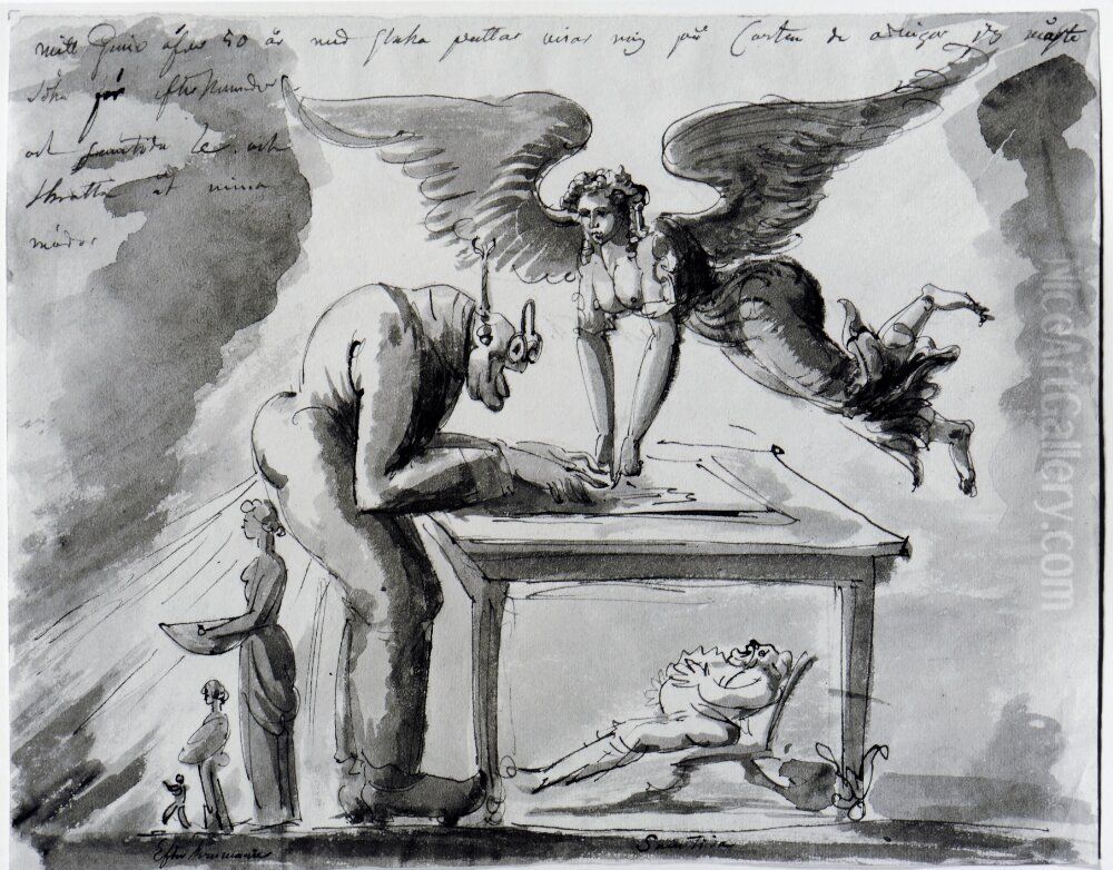 Grotesk allegori Oil Painting by Carl August Ehrensvard