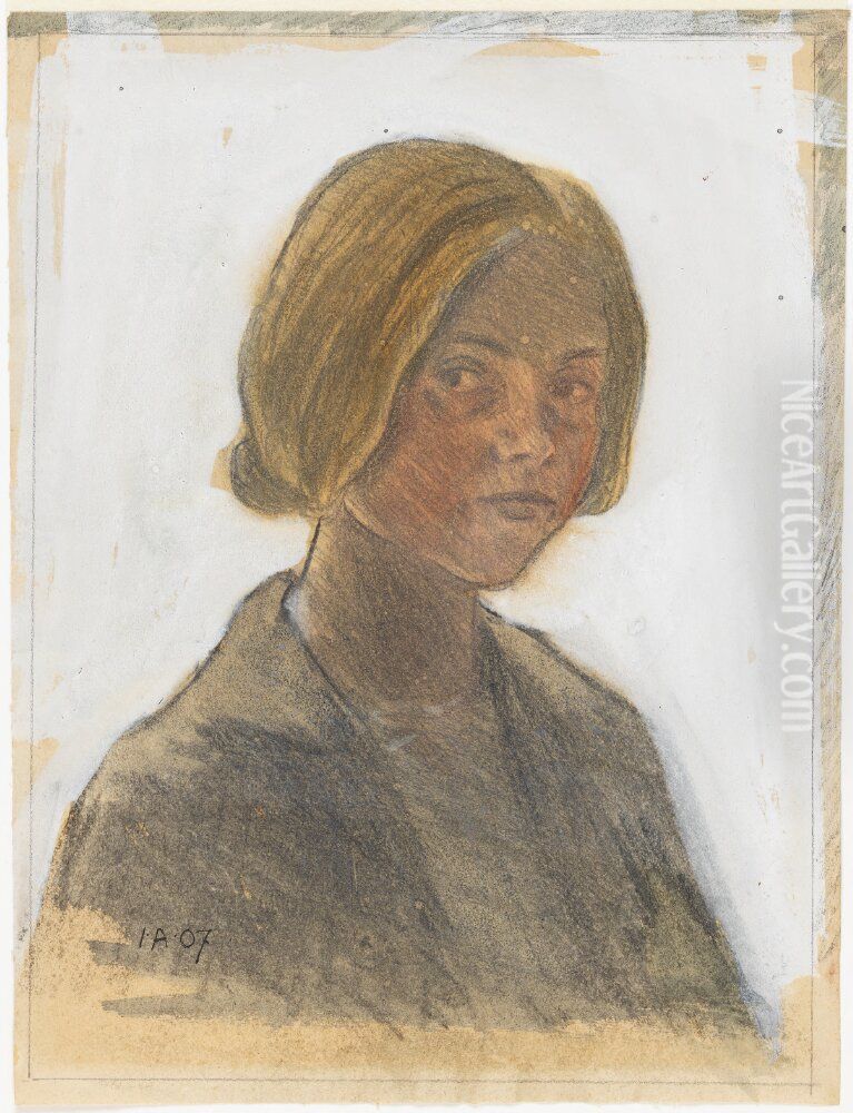 Portratt av min hustru Oil Painting by Ivar Arosenius Portratt av min hustru Oil Painting by Ivar Arosenius