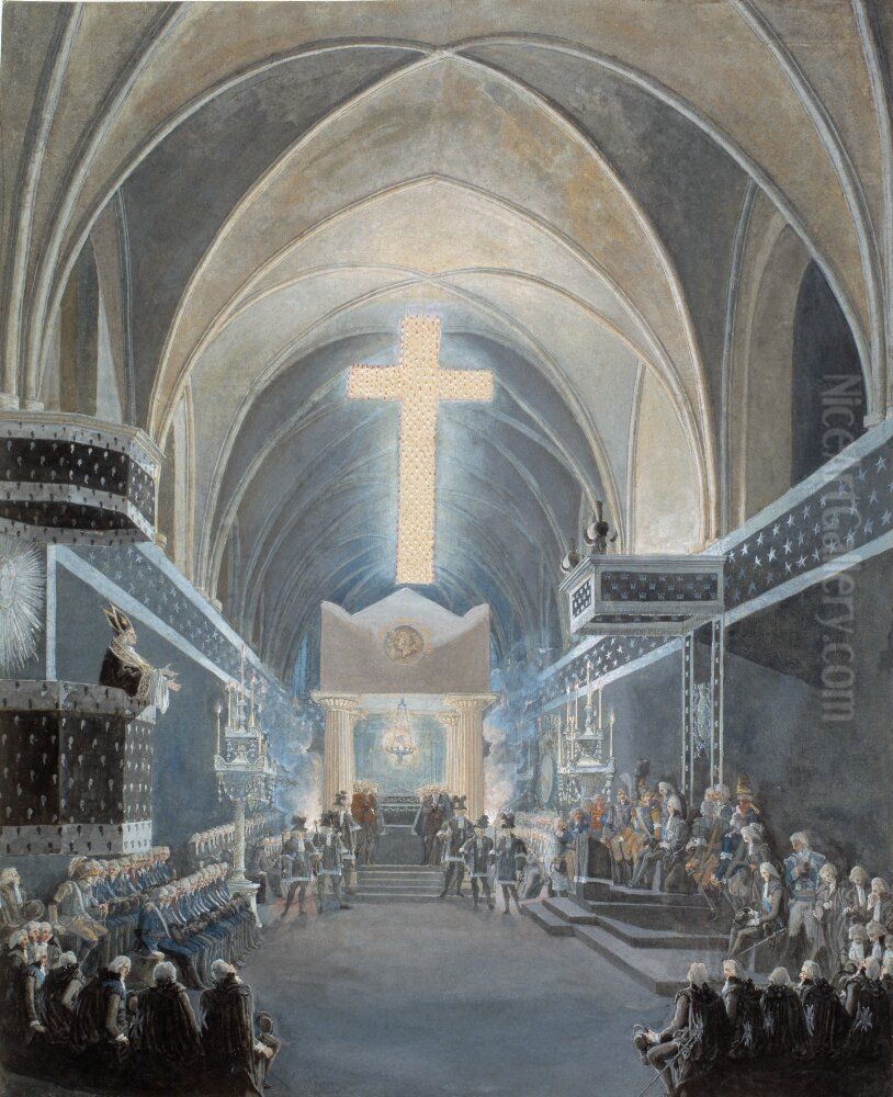 Begravningen av arvprinsen fran Baden-Baden Oil Painting by Louis Jean Desprez