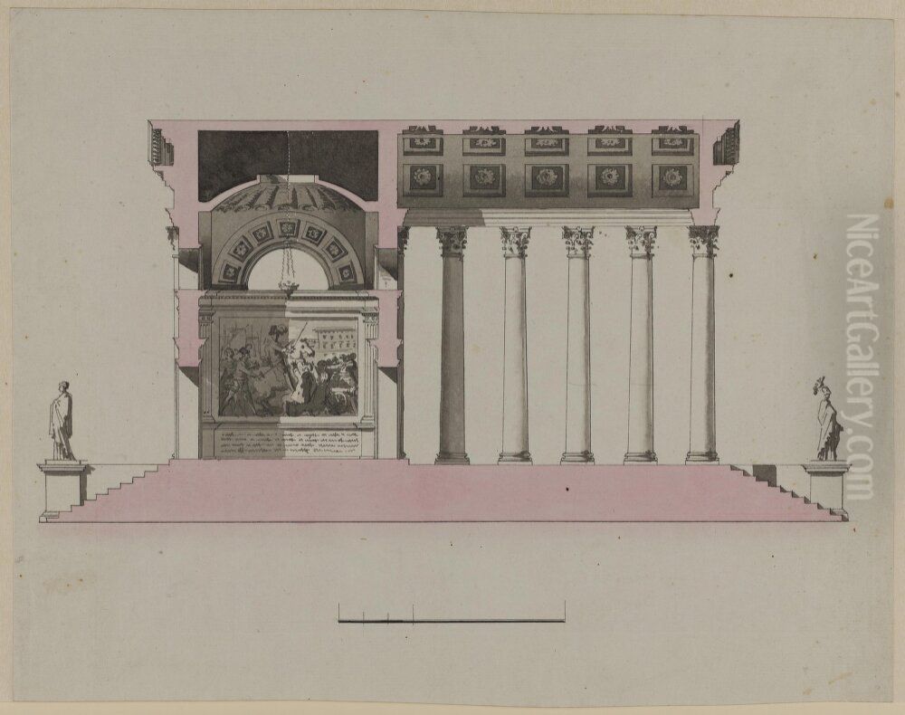 Design for a Temple of Concordia at Haga Oil Painting by Louis Jean Desprez