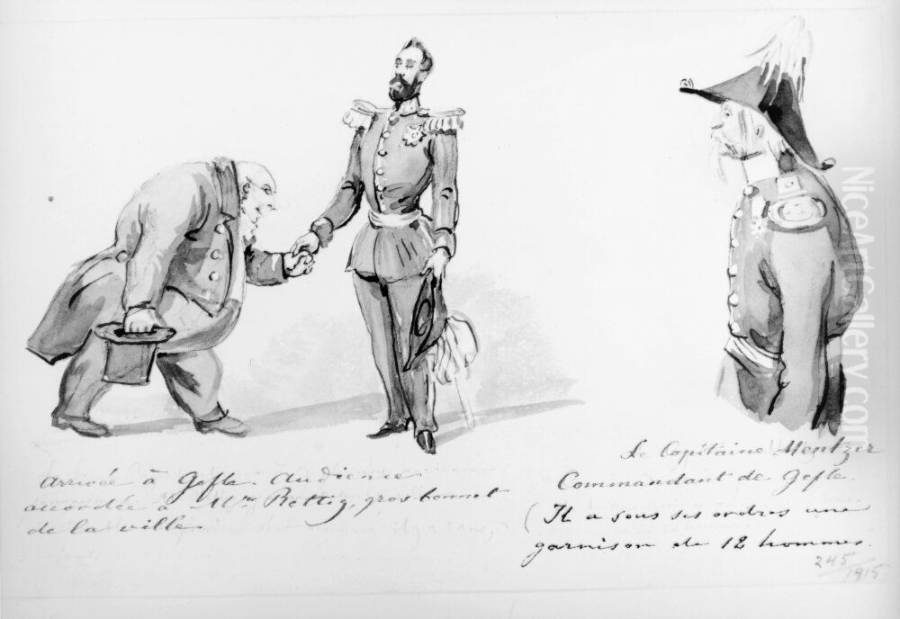 Rettig uppvaktar kronprinsen-regenten. Kapten von Mentzer. Skissbok 