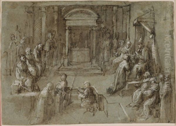 Pope Clement VII Medici Crowning the Emperor Charles V King of Italy on 24th October 1529 Oil Painting by Biagio Pupini