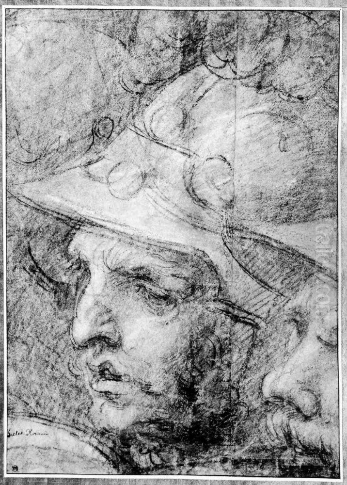 Head of a Soldier. Study (cartoon) for the fresco of the Defeat of the Pisans near the Torre San Vincenzo Oil Painting by Giorgio Vasari