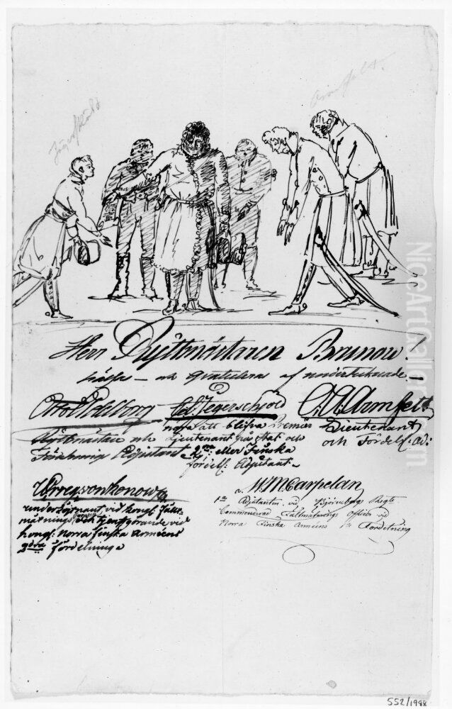 Gratulationer till ryttmastaren Didrik Brunow vid Nylands dragoner Oil Painting by Per Otto Adelborg