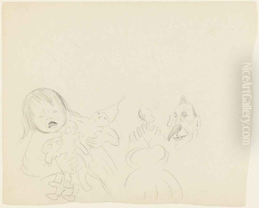 Lillan med dockor Oil Painting by Ivar Arosenius