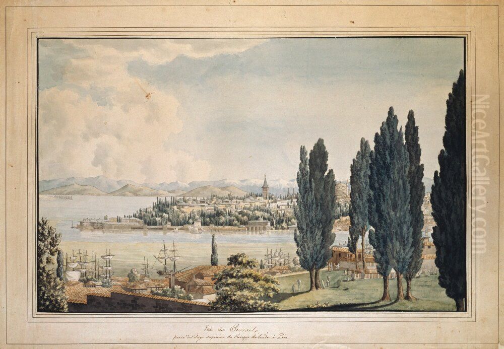 Utsikt over Seraljudden fran svenska legationsbyggnadens ovre vaning Oil Painting by Carl Gustaf Lowenhielm