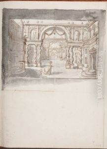 Theatre Set, Square Decorated for a Festival