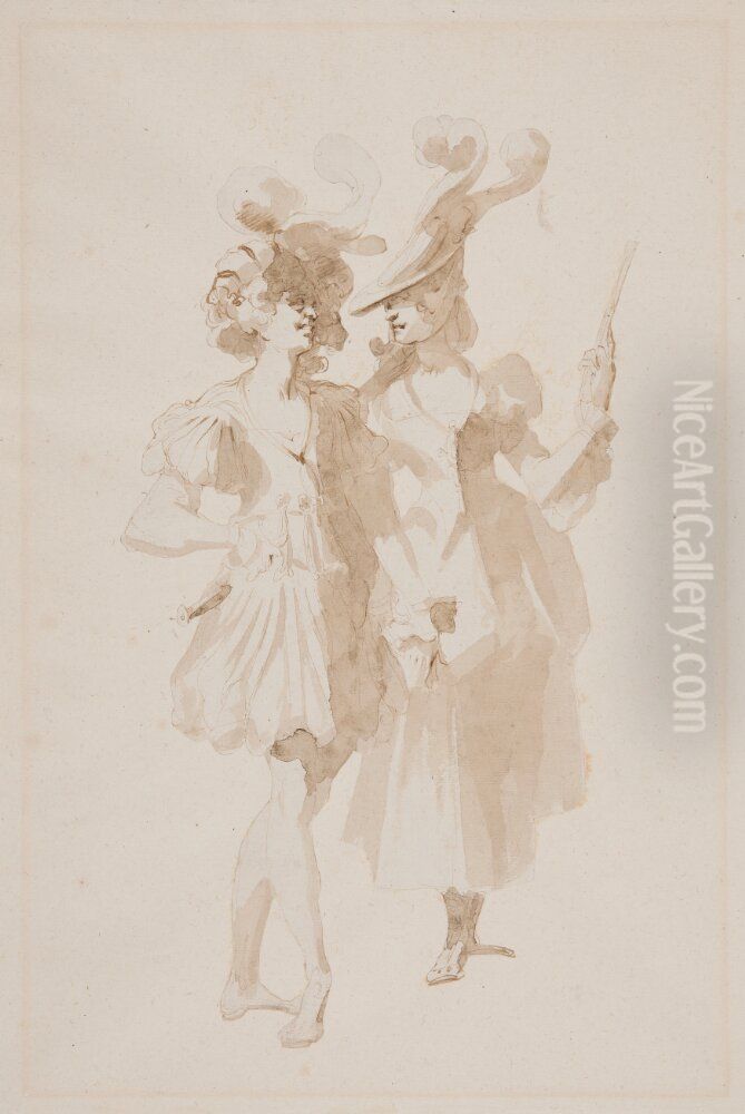 A Couple Walking Together Oil Painting by Jacques Bellange