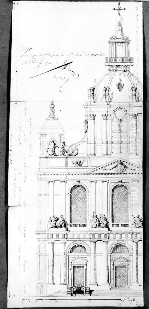 elevation of the frontfacade Oil Painting by Gilles-Marie Oppenord elevation of the frontfacade Oil Painting by Gilles-Marie Oppenord