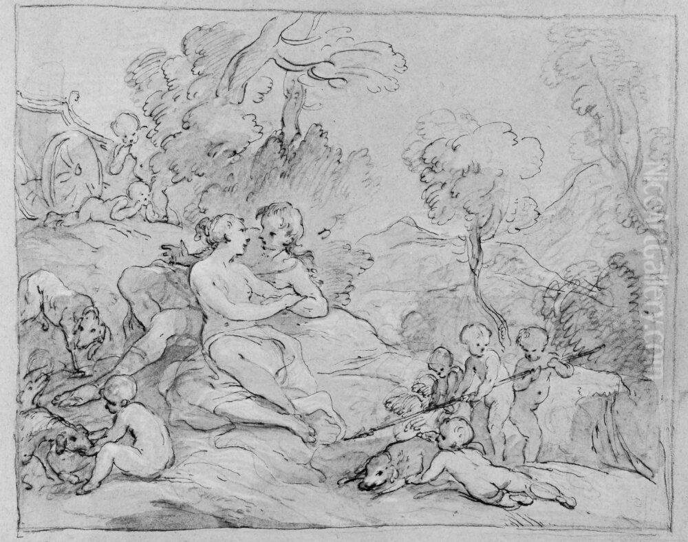 Venus och Adonis Oil Painting by Charles-Joseph Natoire