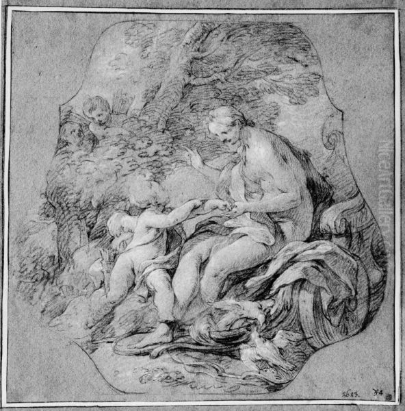 Venus skoter om Amor som stungits av ett bi Oil Painting by Francois Lemoyne