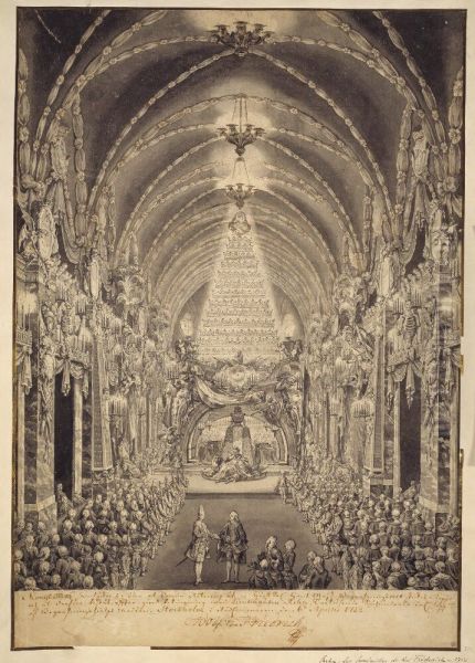 Decoration of Riddarholm Church for the funeral of Fredrik I in 1751 Oil Painting by Jean Eric Rehn