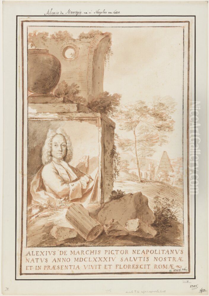 Portratt av Alessio de Marchis Oil Painting by Agostino Masucci