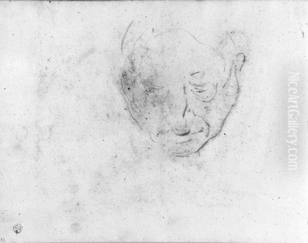 Portrattstudie. Blad 31 recto i skissbok om 36 blad Oil Painting by Paul Gauguin